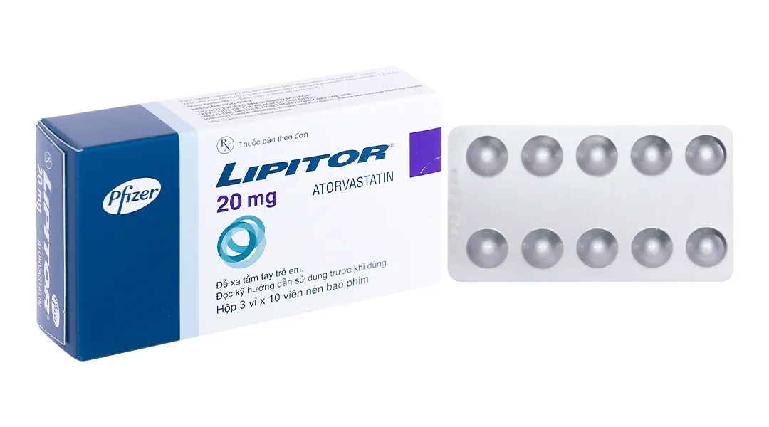 Thuốc hạ mỡ máu Lipitor 20mg hộp 30 viên