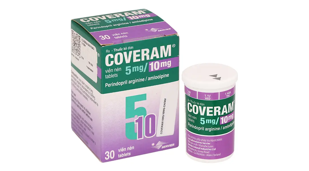 Thuốc tăng huyết áp Coveram 5 mg + 10 mg 30 viên